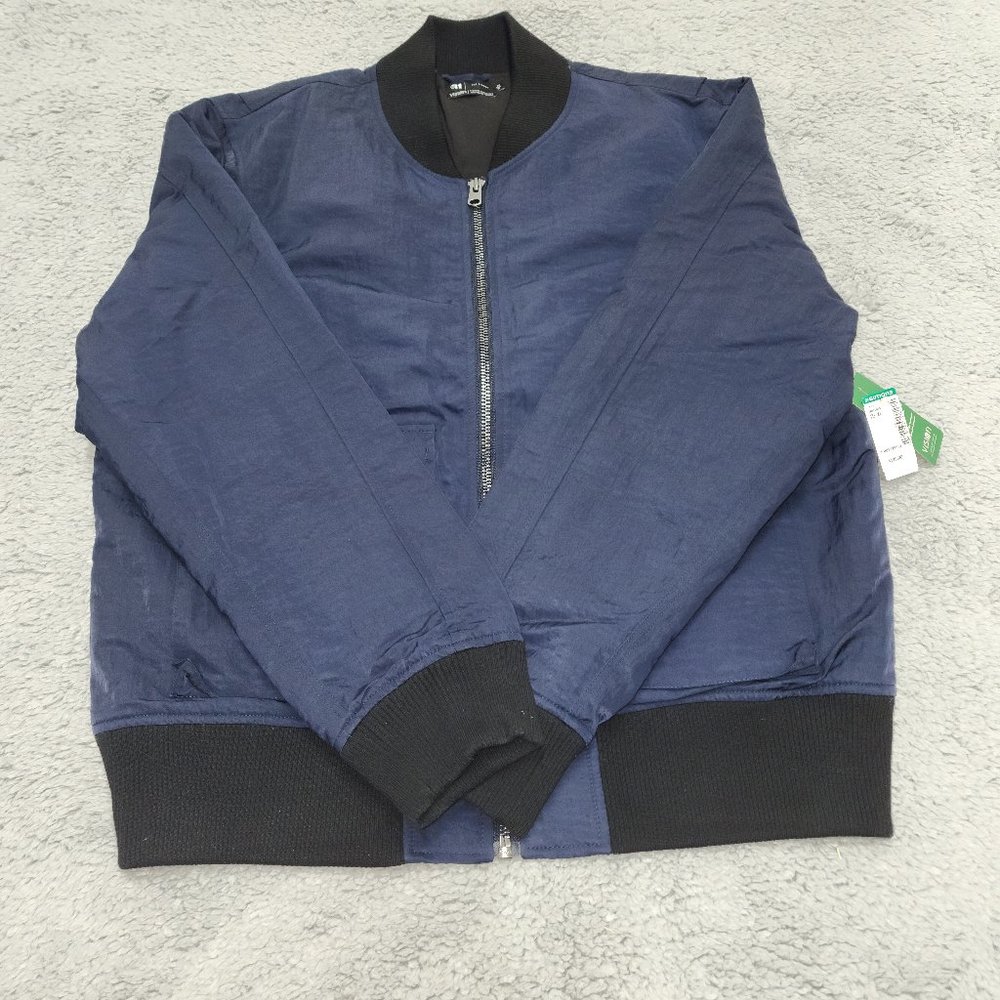 Simons Matte Satiny Men's Bomber Jacket Navy Blue - HAML11